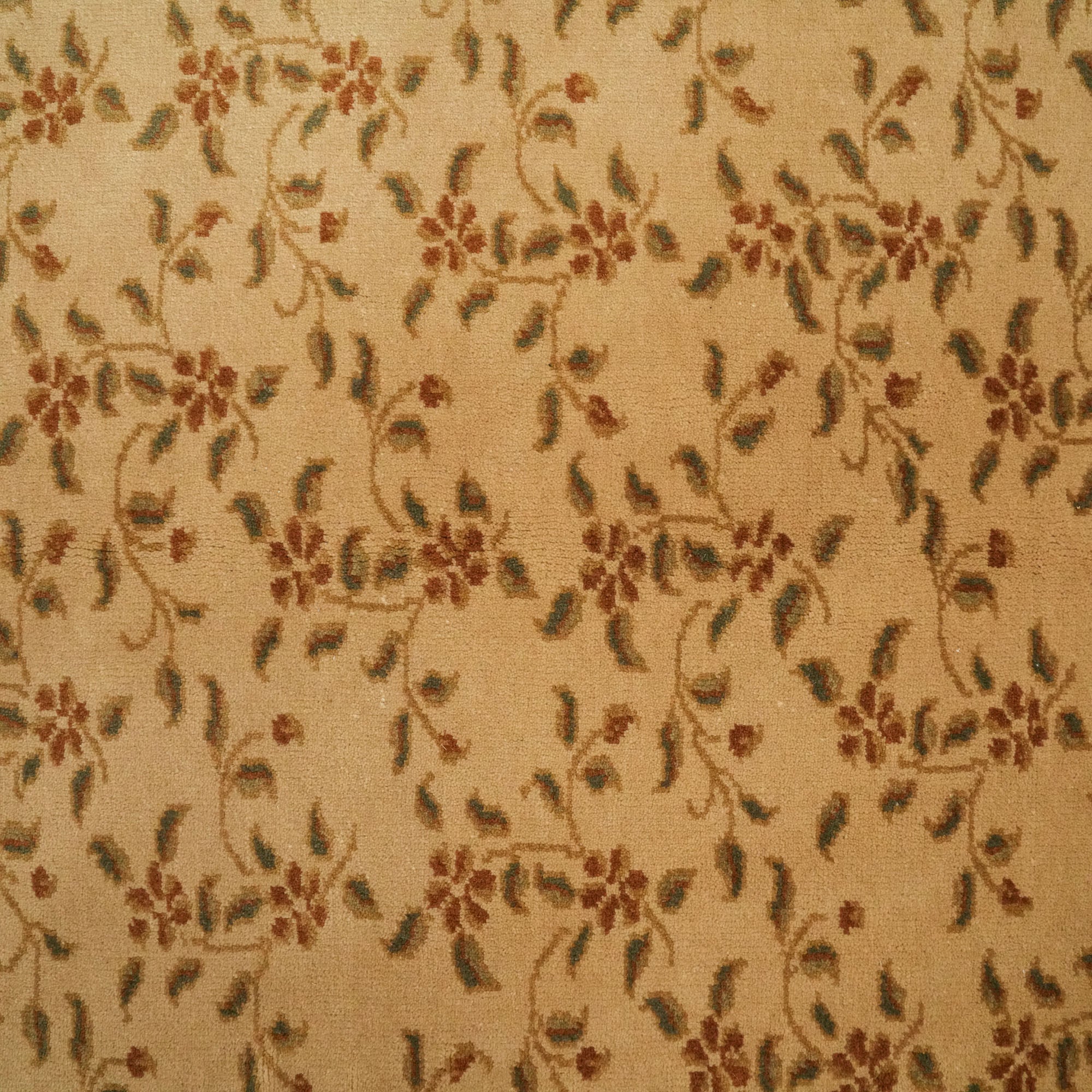 Mohair Series Hand-Woven Flower Patterned Beige Wool Carpet