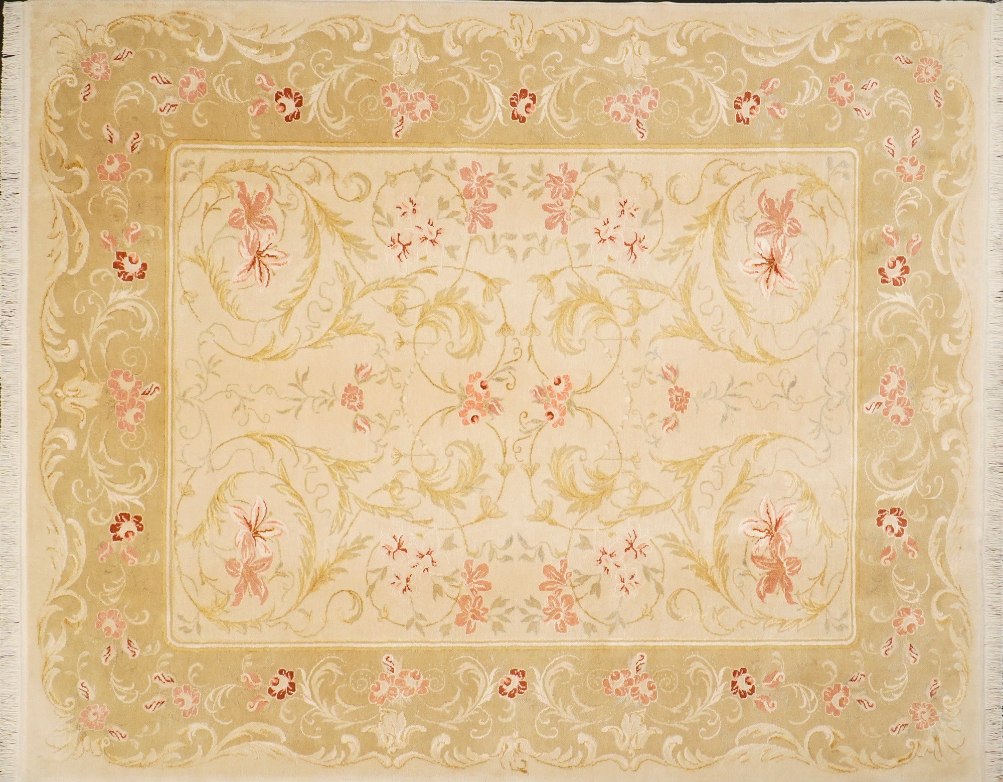 Mohair Series Hand-Woven Flower Patterned Cream Carpet