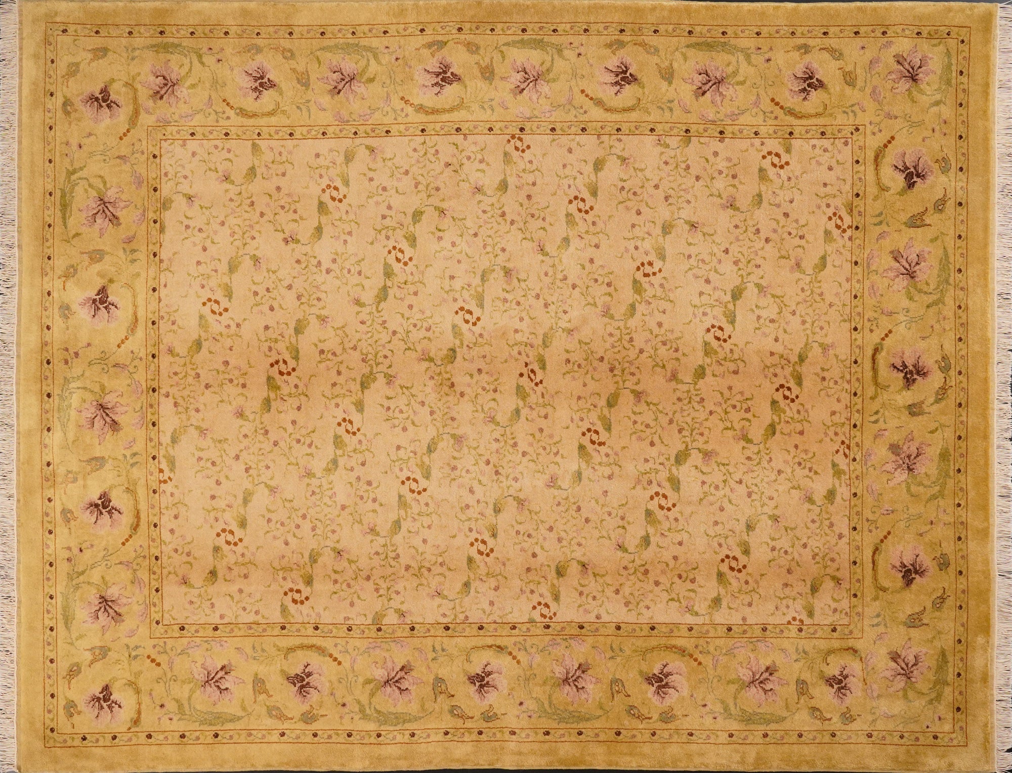 Mohair Series Hand-Woven Flower Patterned Mink Carpet