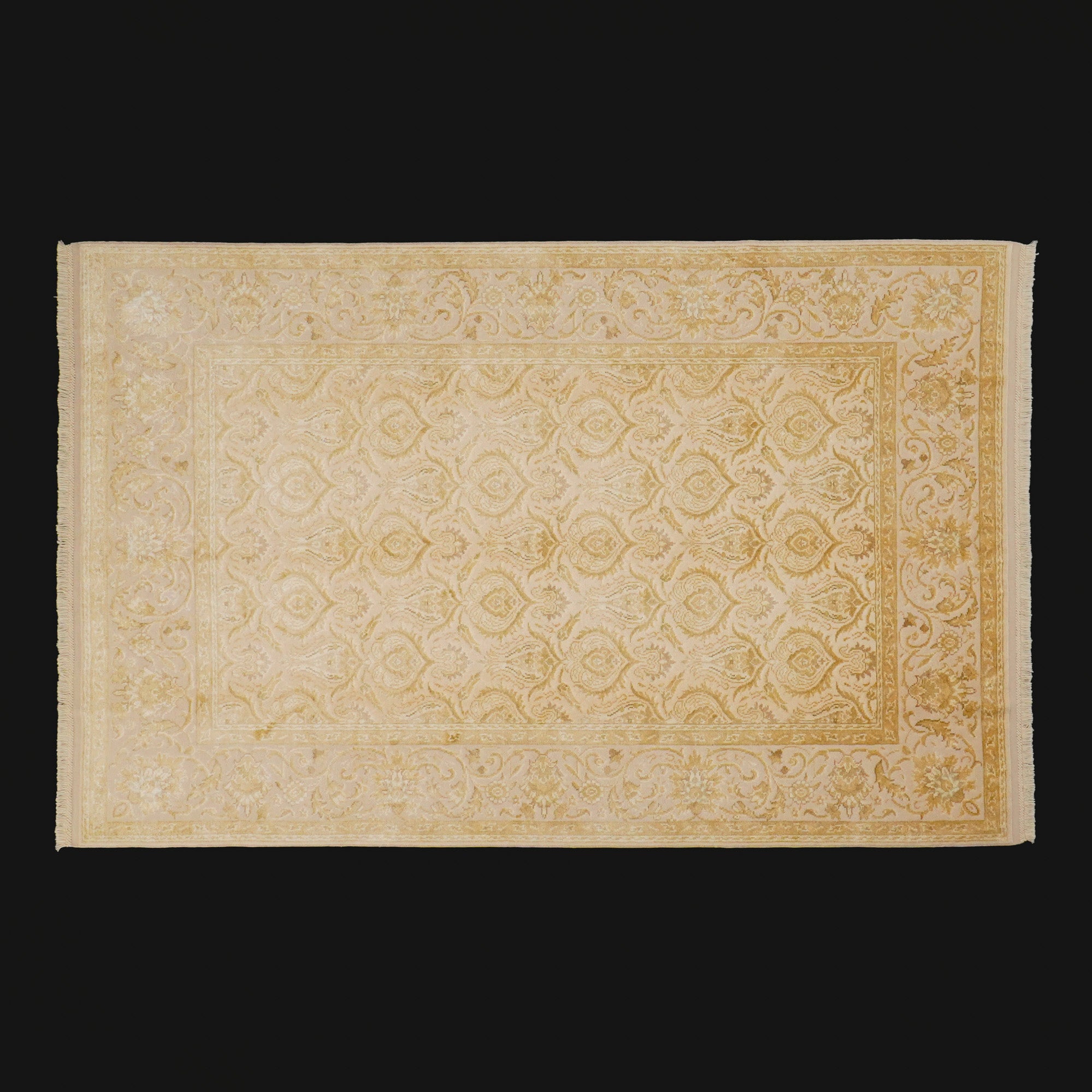 Ottoman Series Hand-Woven Flower Patterned Cream Wool Carpet