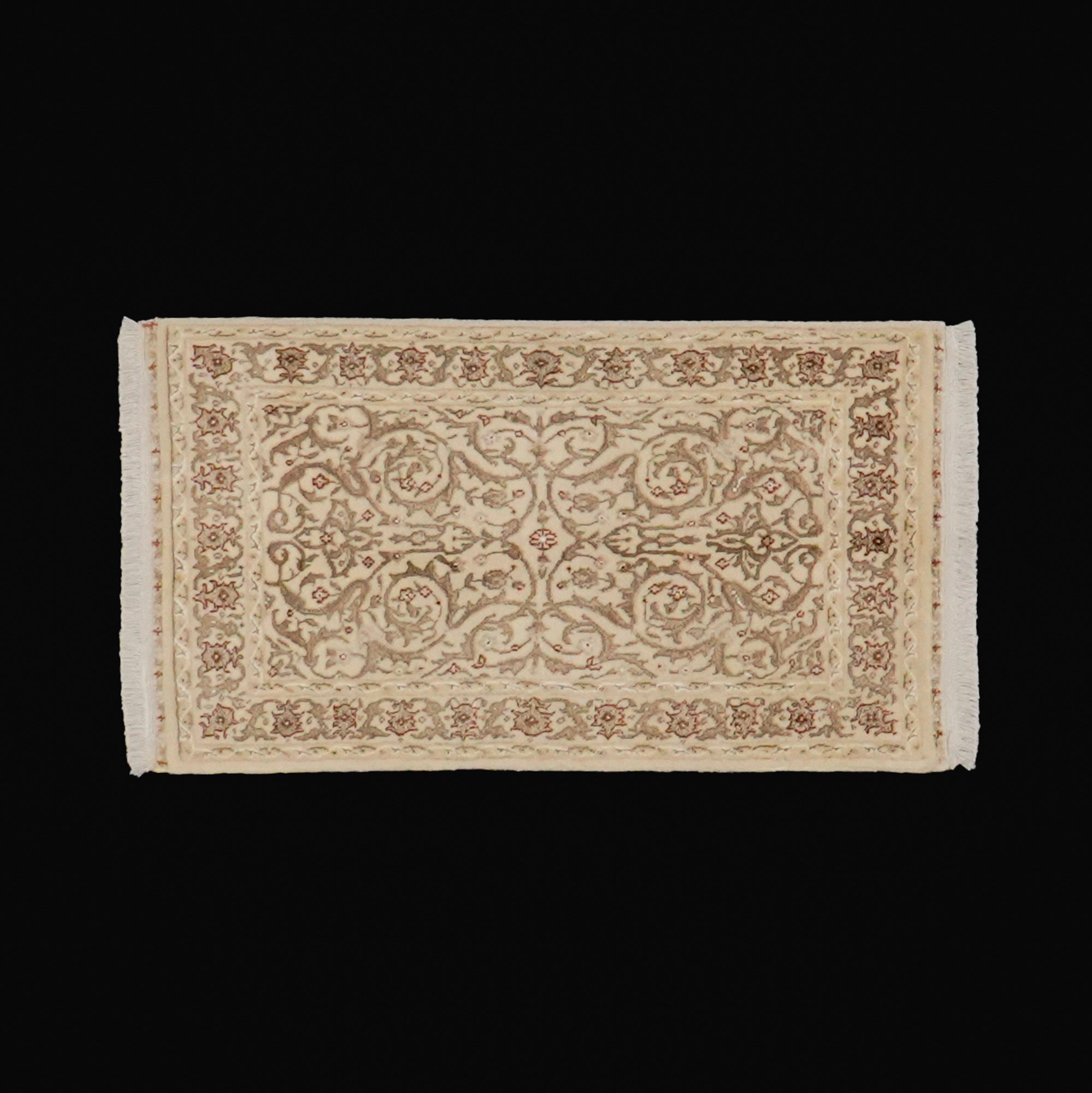 Sultanahmet Series Hand Woven Cream Frame Patterned Carpet