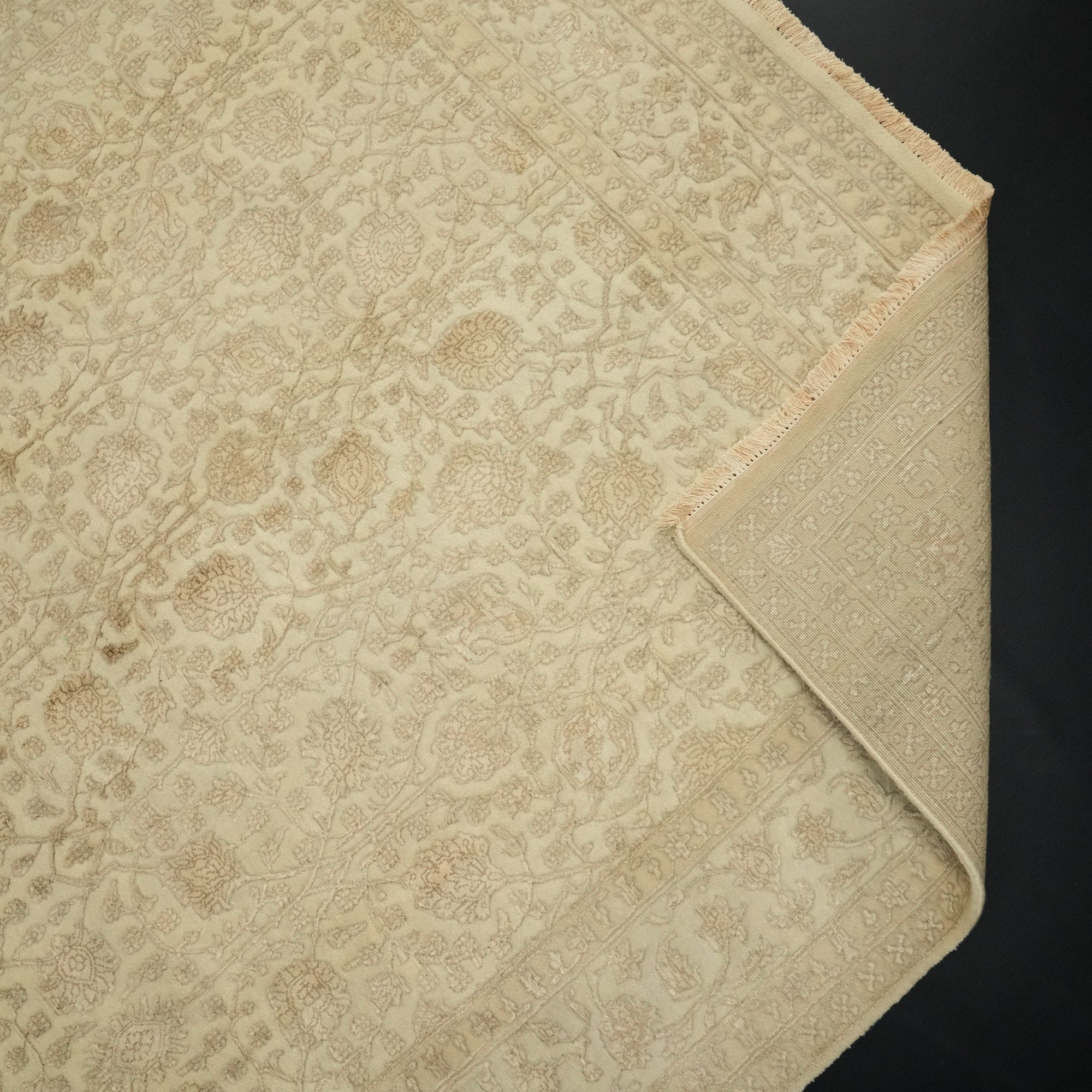 Sultanahmet Series Hand Woven Cream Flower Patterned Carpet