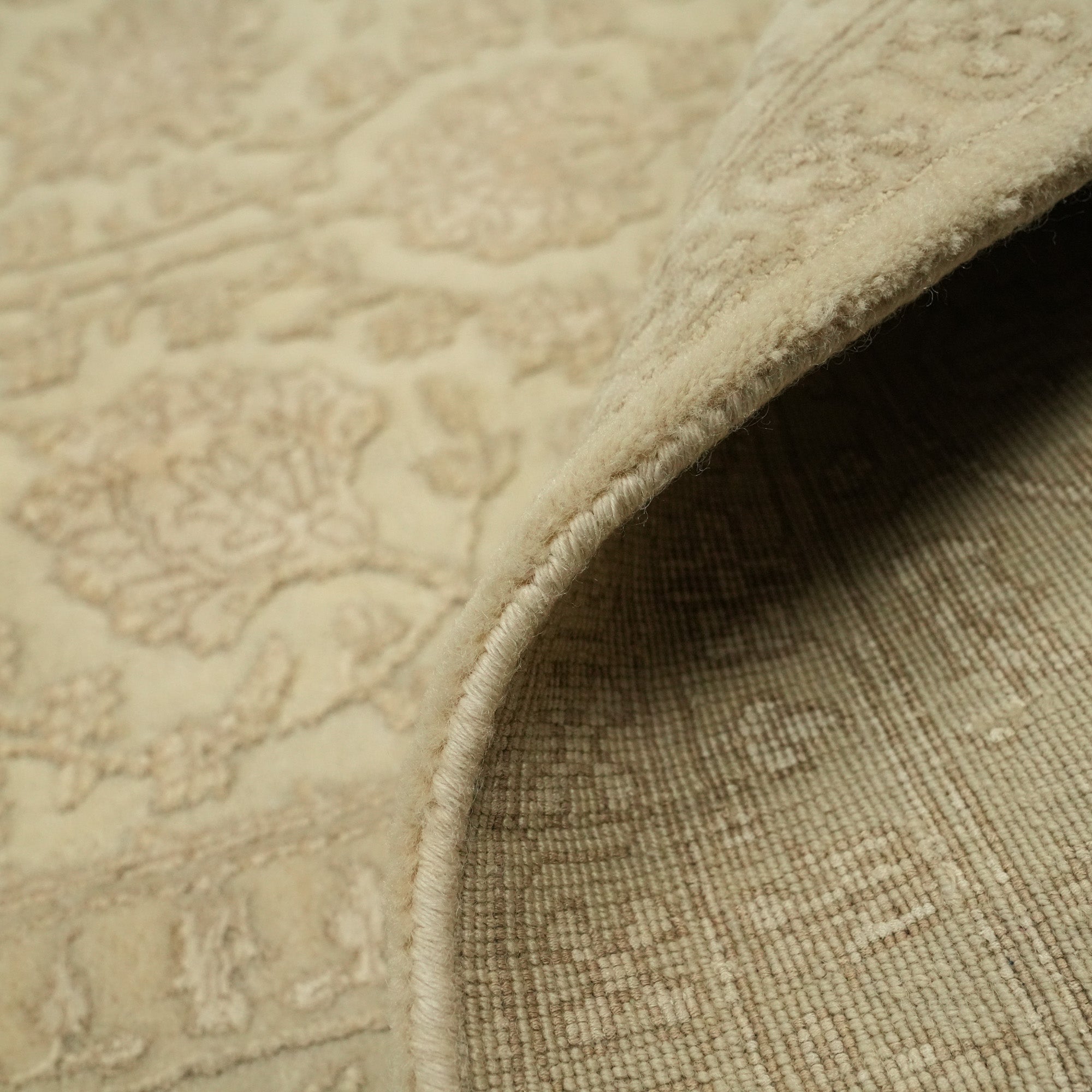 Sultanahmet Series Hand Woven Cream Flower Patterned Carpet