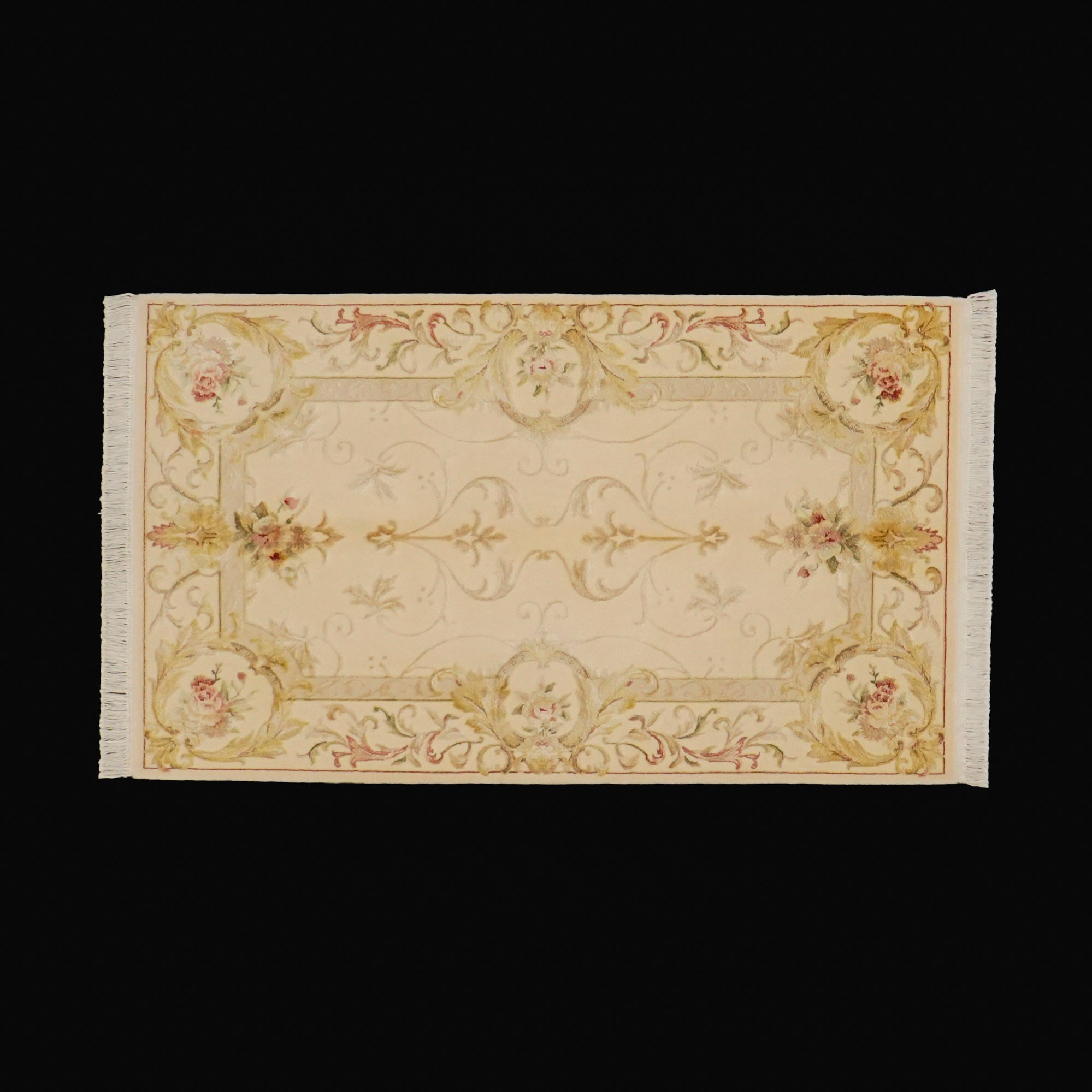 Sultanahmet Series Hand Woven Cream Flower Patterned Carpet