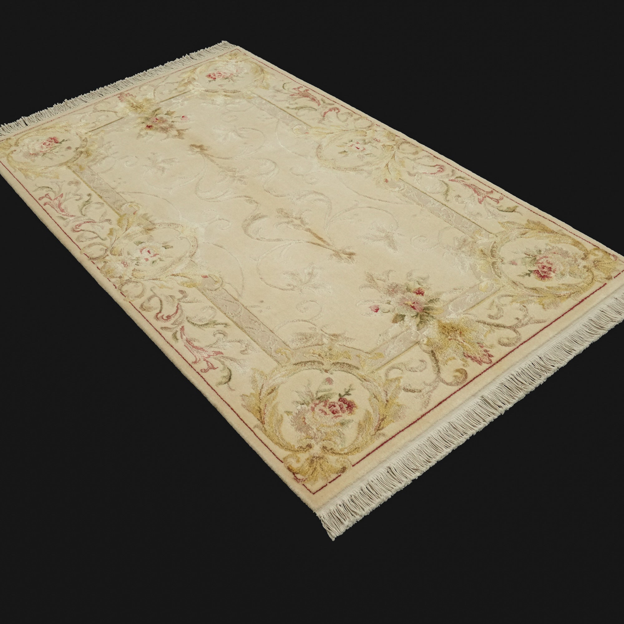 Sultanahmet Series Hand Woven Cream Flower Patterned Carpet