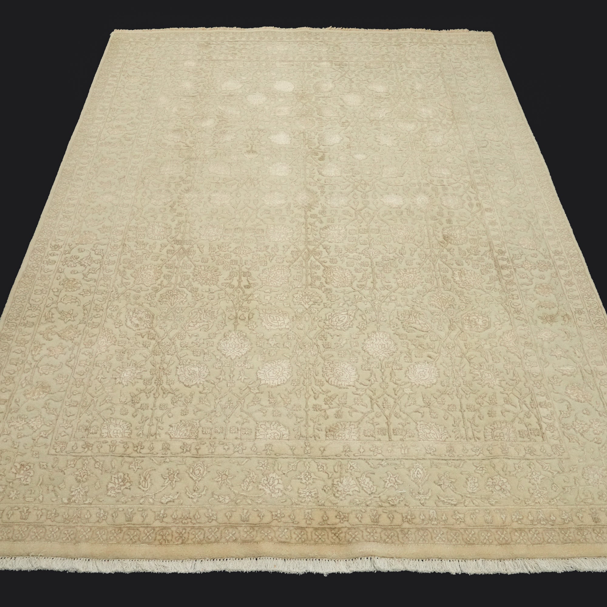 Sultanahmet Series Hand Woven Cream Flower Patterned Carpet