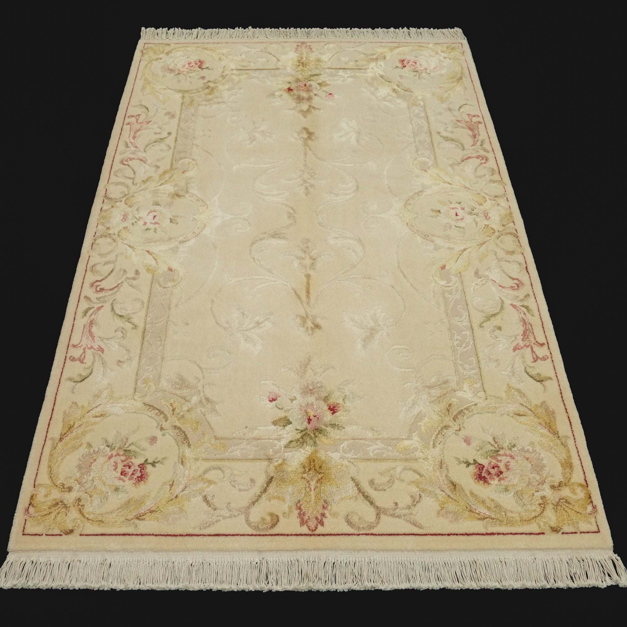 Sultanahmet Series Hand Woven Cream Flower Patterned Carpet