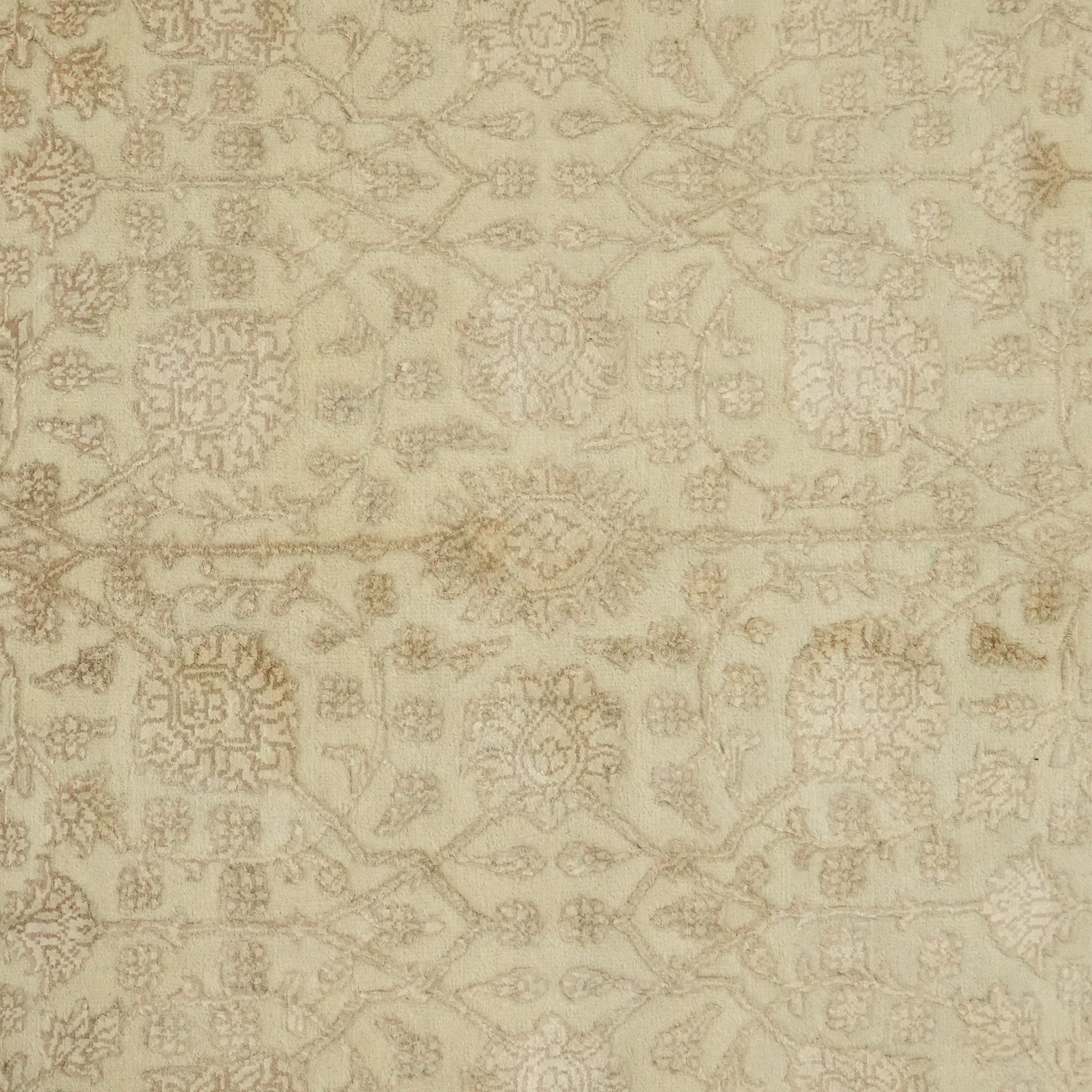 Sultanahmet Series Hand Woven Cream Flower Patterned Carpet