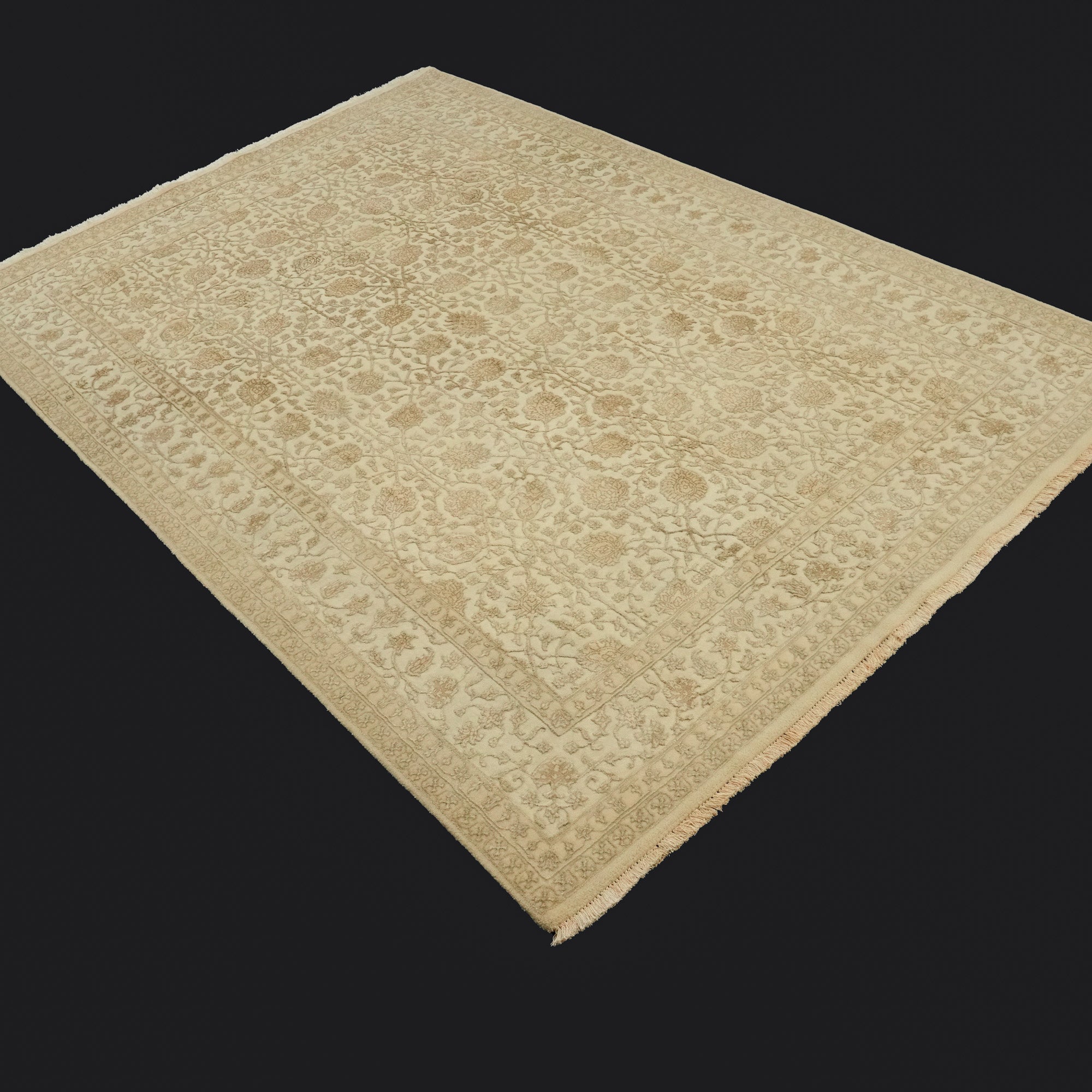 Sultanahmet Series Hand Woven Cream Flower Patterned Carpet