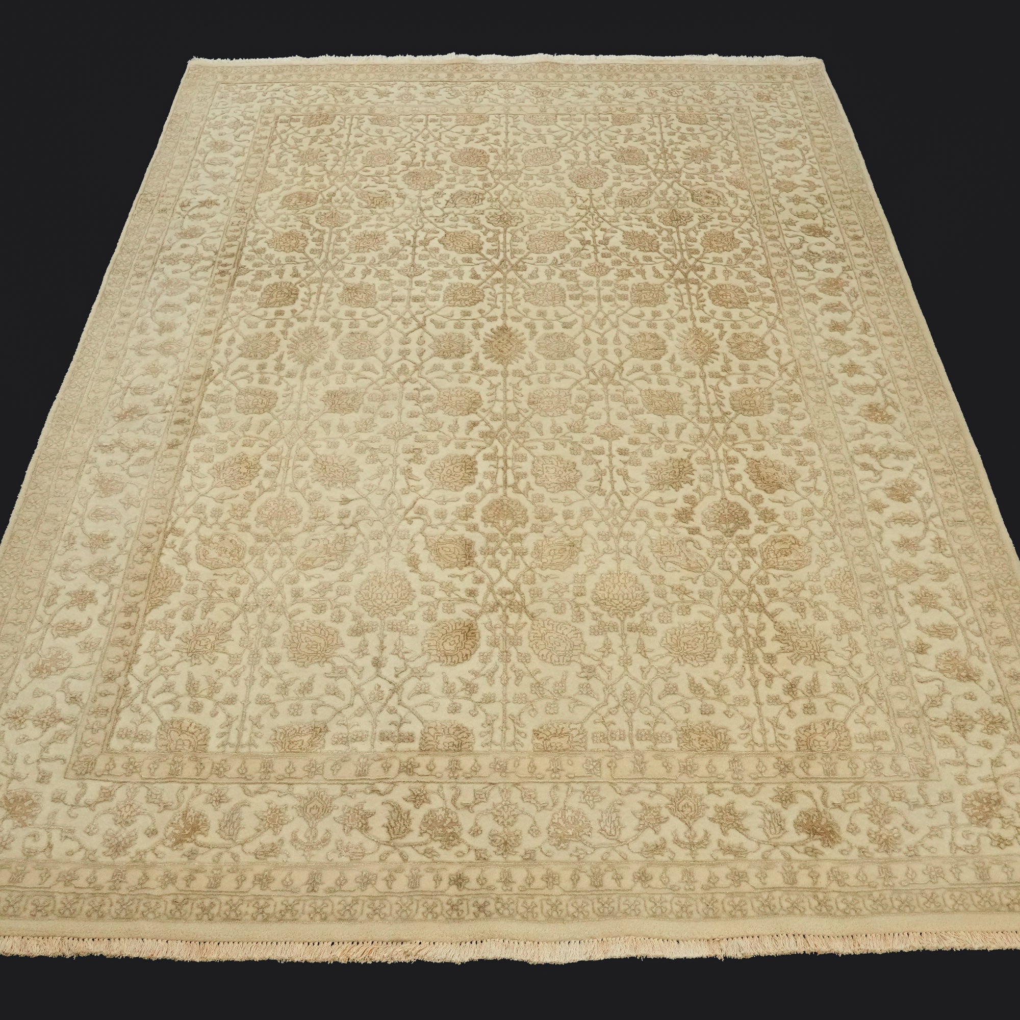 Sultanahmet Series Hand Woven Cream Flower Patterned Carpet