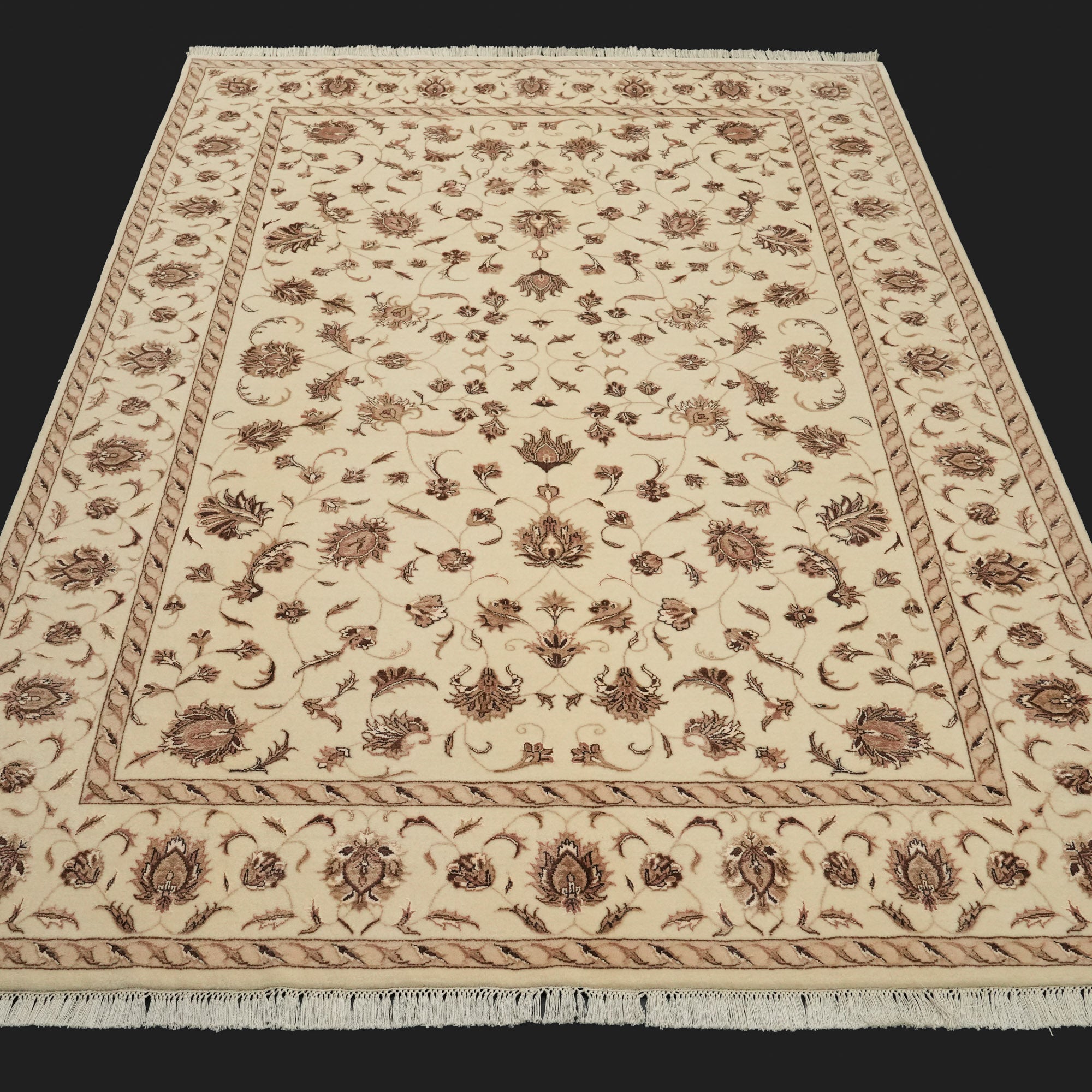 Sultanahmet Series Hand Woven Uşak Patterned Cream Carpet