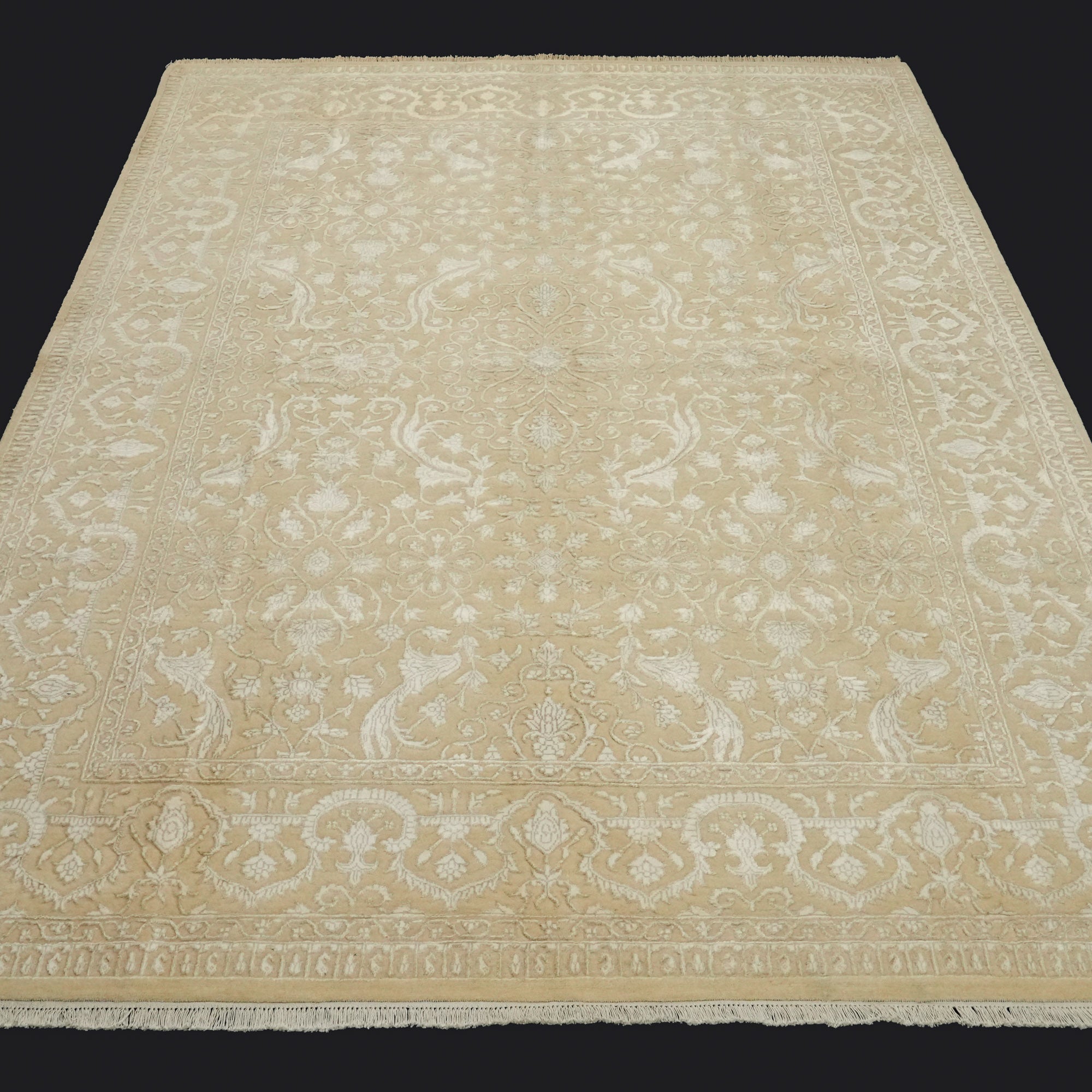 Sultanahmet Series Hand Woven Uşak Patterned Cream Carpet