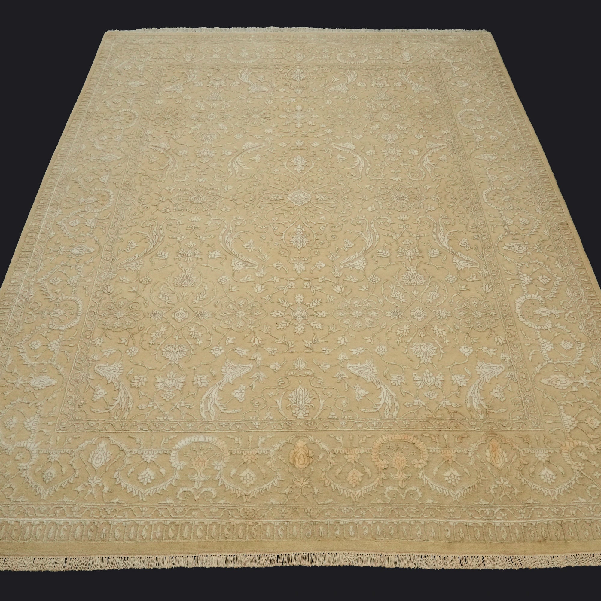 Sultanahmet Series Hand Woven Uşak Patterned Cream Carpet