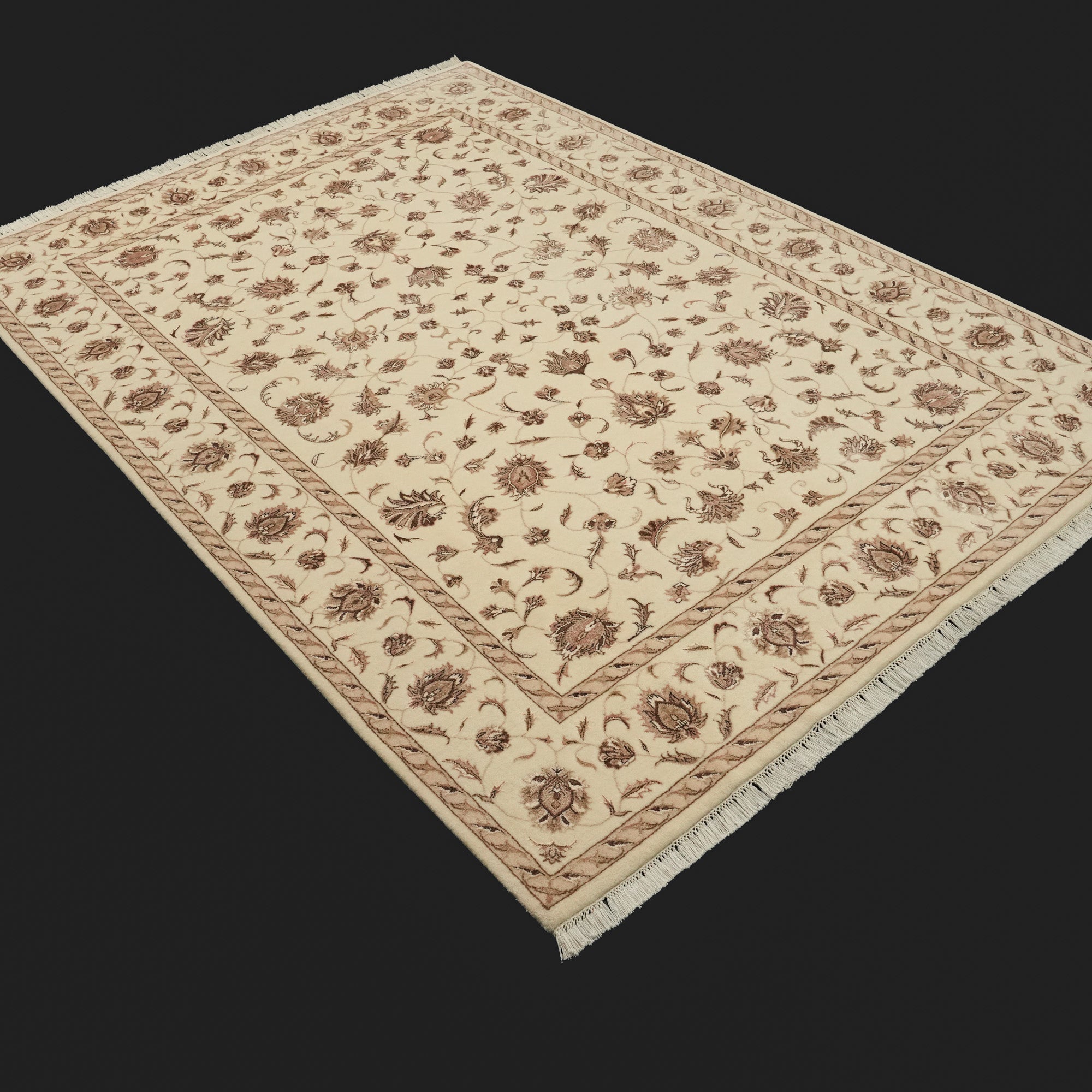 Sultanahmet Series Hand Woven Uşak Patterned Cream Carpet