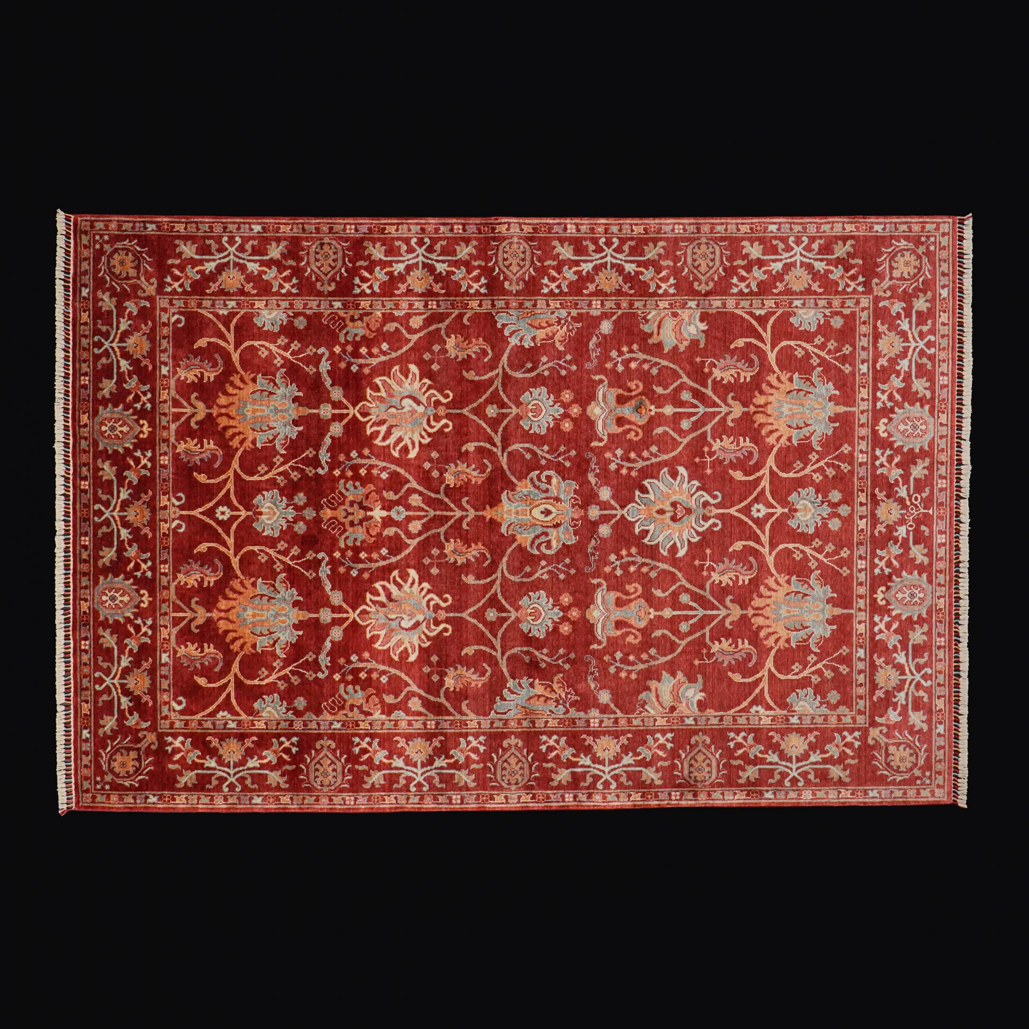 Zade Series Uşak Patterned Red Loom Woven Natural Carpet