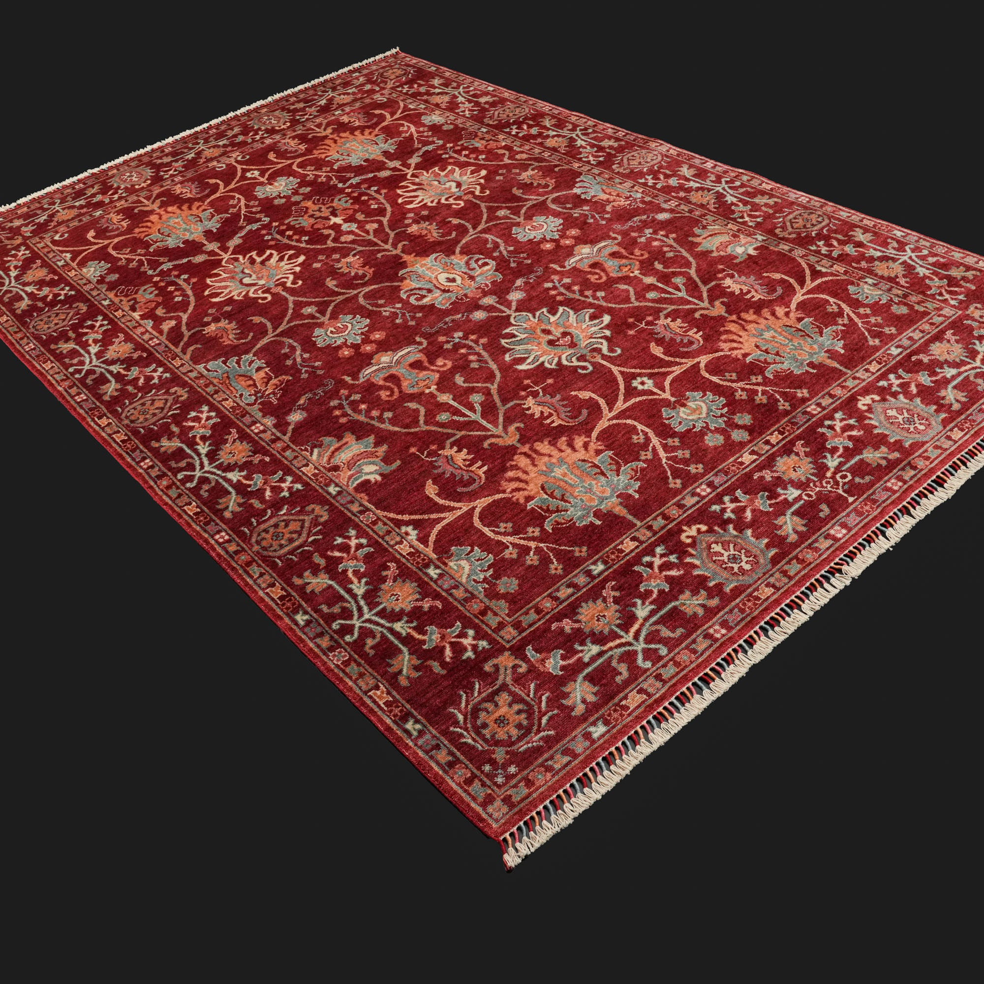 Zade Series Uşak Patterned Red Loom Woven Natural Carpet