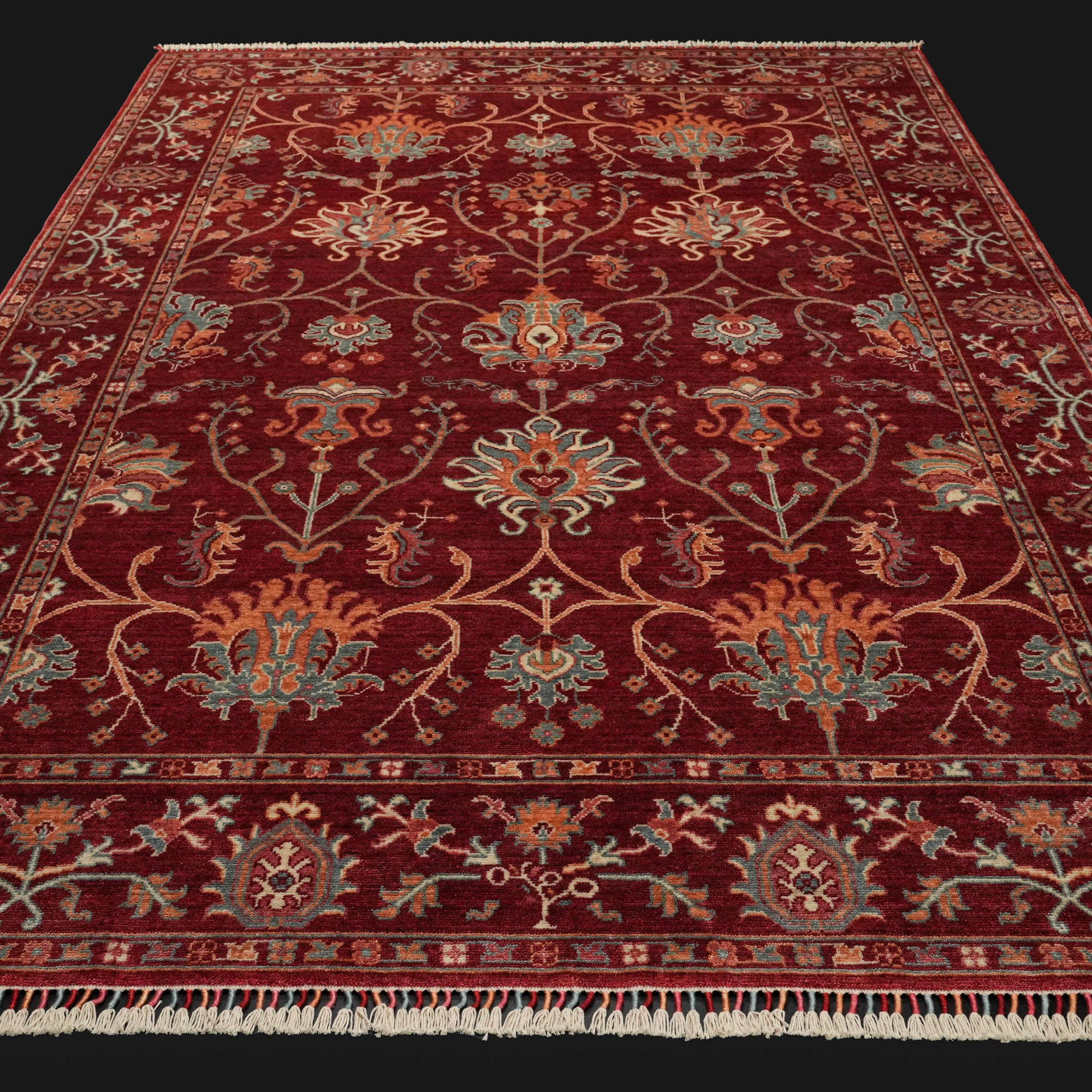 Zade Series Uşak Patterned Red Loom Woven Natural Carpet