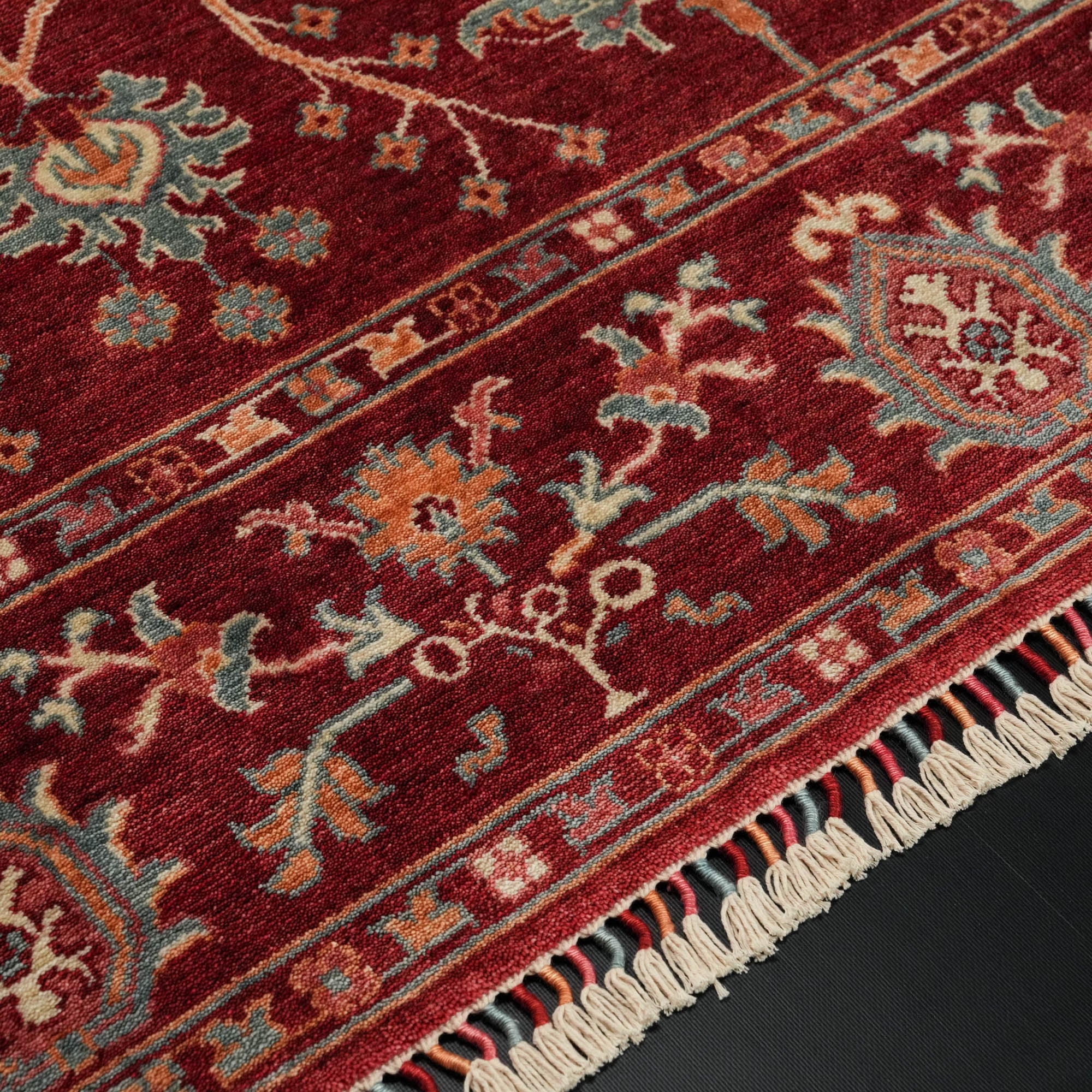 Zade Series Uşak Patterned Red Loom Woven Natural Carpet