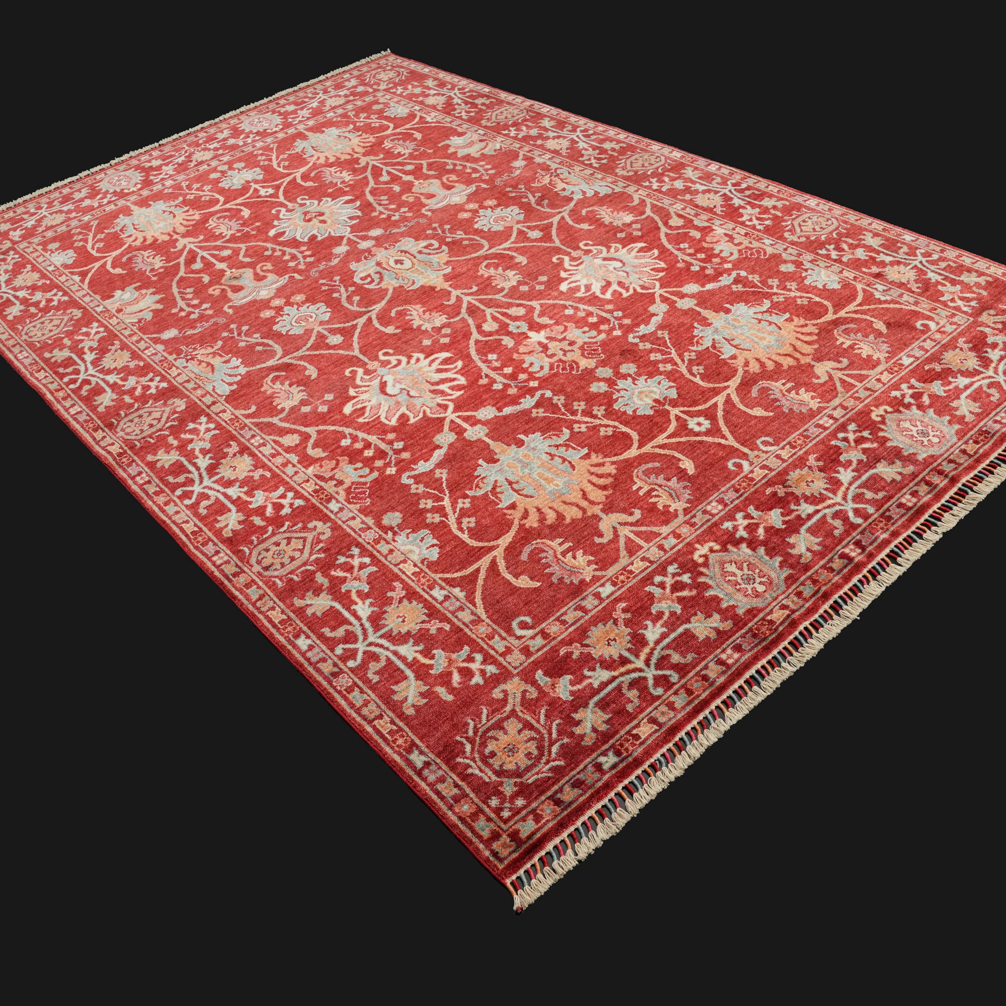 Zade Series Uşak Patterned Red Loom Woven Natural Carpet