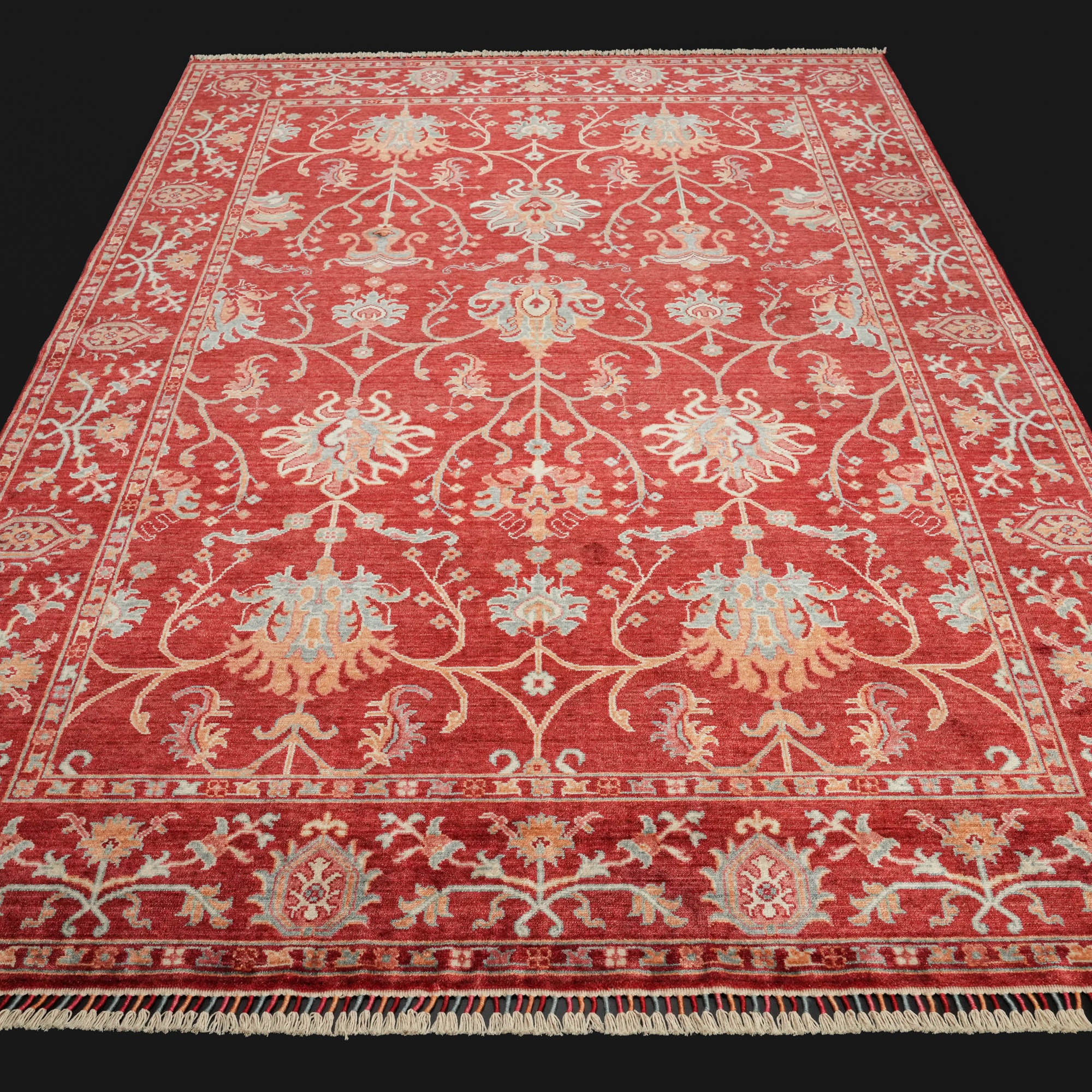 Zade Series Uşak Patterned Red Loom Woven Natural Carpet