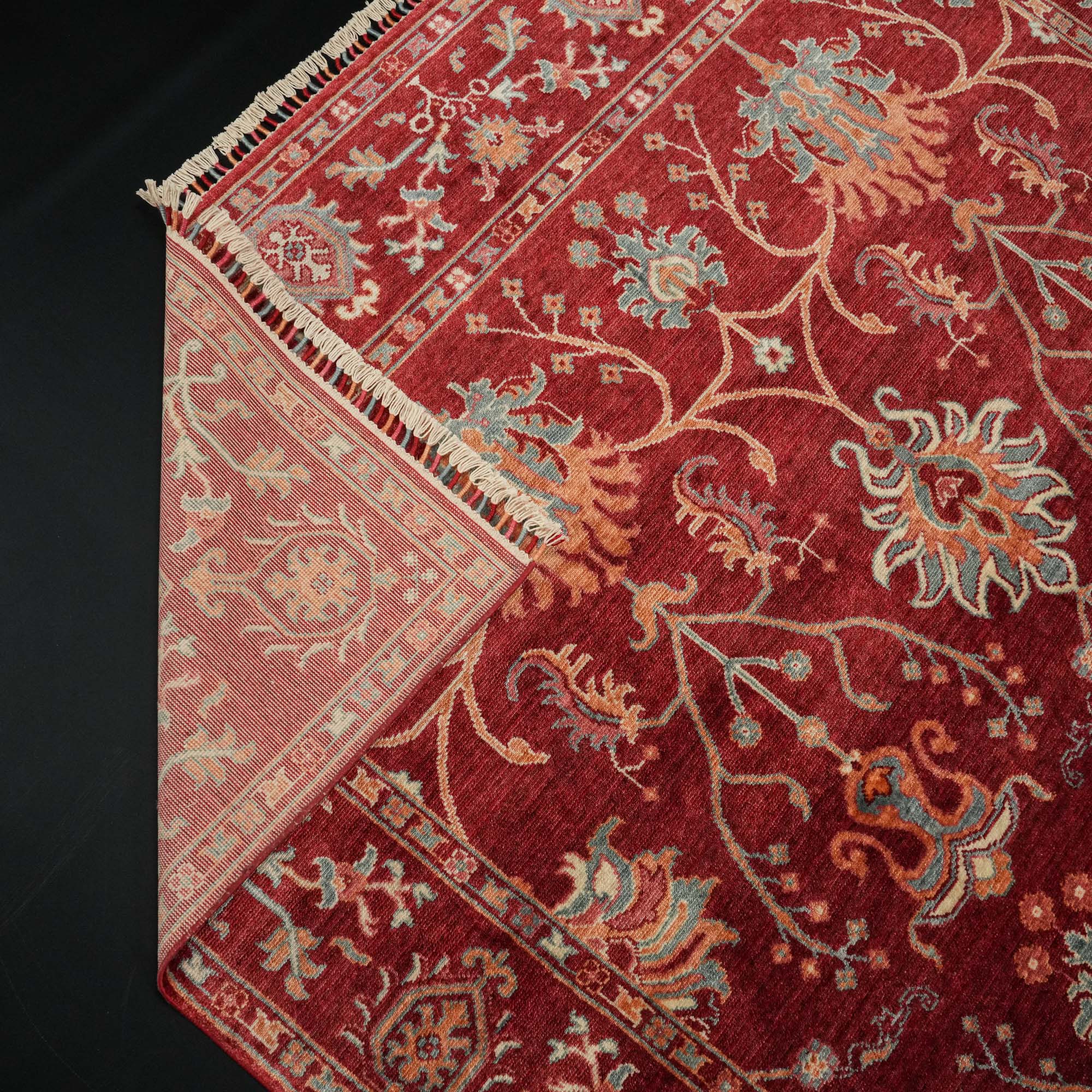 Zade Series Uşak Patterned Red Loom Woven Natural Carpet