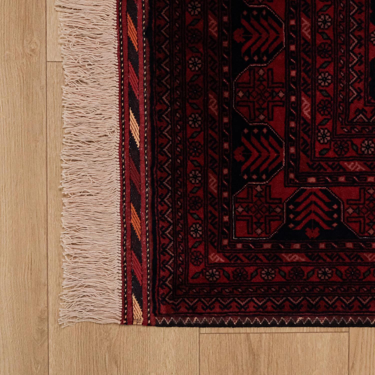 Handwoven Afghan Patterned Wool Burgundy Bilicik Carpet