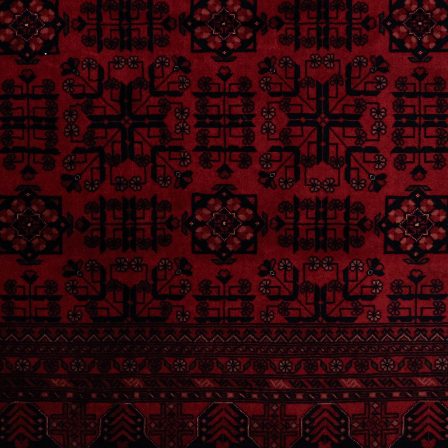 Handwoven Afghan Patterned Wool Burgundy Bilicik Carpet