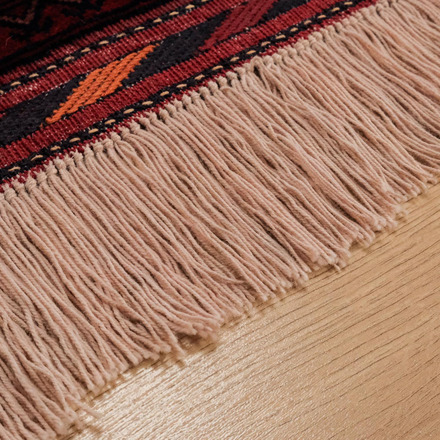 Handwoven Afghan Patterned Wool Burgundy Bilicik Carpet